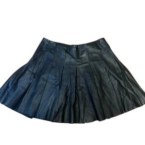 BB Dakota Black Leather Skater Skirt